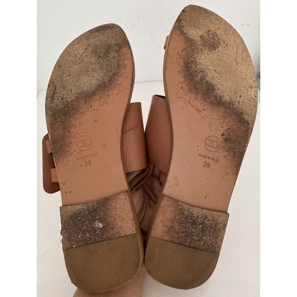 CHANEL Brown CC Logo Gold Ankle Strap Toe Ring Sandals EU 39 US 9 Authentic - Picture 8 of 8
